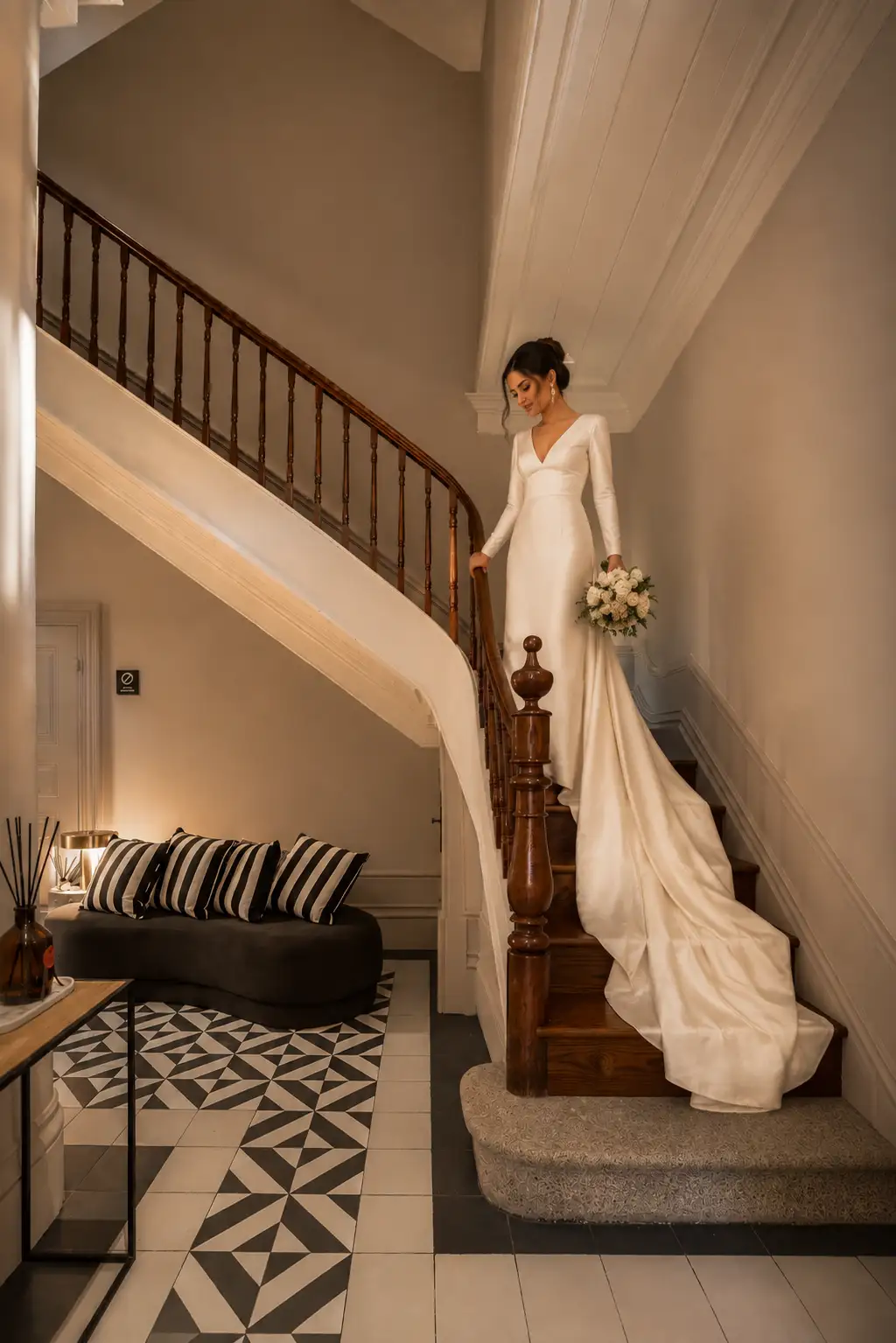 Bride in the interior spaces of Noronha Lima before the ceremony